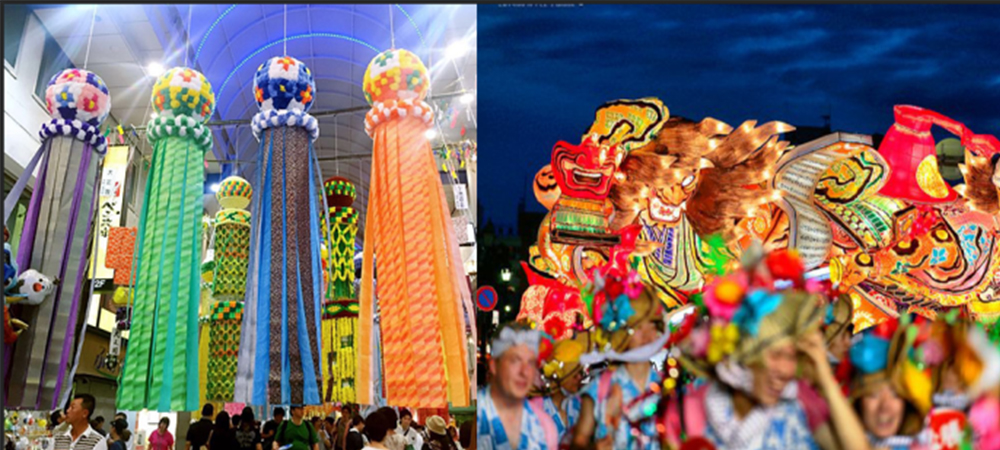 秋田竿燈祭,仙台七夕祭,青森睡魔祭,日本祭典